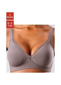 T-Shirt-BH Petite Fleur, Damen, Gr. 100, Cup E, braun (mocha, mousse, wei&szlig;), Jersey, Obermaterial: 93% Baumwolle, 7% Elasthan, BHs T-Shirt-BH, ohne B&uuml;gel aus Baumwolle, Basic Dessous, Topseller