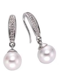 Paar Ohrh&auml;nger Diamonds by Ellen K. "Gold 333 mit wei&szlig;en Perlen und Diamanten 0,01ct.", wei&szlig; (wei&szlig;, wei&szlig;), Ohrringe, Damen, one-size, 0,01 P2 = erkennbare Einschl&uuml;sse, Gold