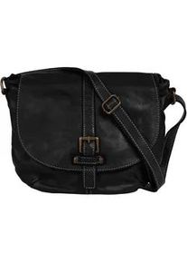 Umh&auml;ngetasche CLUTY, Damen, Gr. B/H/T: 30cm x 25cm x 3cm onesize, schwarz, Leder, used, Taschen Umh&auml;ngetasche, echt Leder, Made in Italy