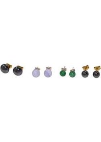 Ohrstecker-Set Firetti "Multipack Schmuck Geschenk Silber 925 Ohrschmuck Ohrringe", bunt (gelbgoldfarben, grau, gr&uuml;n, hellblau, grau, gr&uuml;n, hellblau), Ohrringe, Damen, Silber 925 (Sterlingsilber), Made in Germany - mit H&auml;matit, Jade, Chalcedon