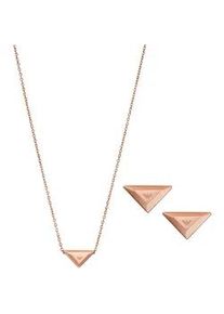Ohrring und Ketten Set Emporio Armani "Mulitpack Schmuck Geschenk Edelstahl Dreieck", rosa (ros&eacute;goldfarben, edelstahlfarben), Schmuck_Sets, Damen, Edelstahl, gl&auml;nzend