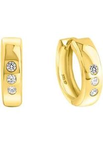 Paar Creolen Firetti "Schmuck Geschenk Gold 333 Basic, ca. 15,5 mm", gold (gelbgoldfarben, kristallwei&szlig;), Ohrringe, Damen, 15,5mm, Gelbgold 333, mit Zirkonia (synth.)