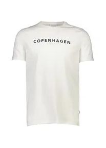 T-Shirt LINDBERGH, Damen, Gr. M, wei&szlig; (wei&szlig; 424), Single Jersey, Obermaterial: 100% Baumwolle, unifarben, relaxed fit normal, Rundhals, Shirts T-Shirt, mit Logo und Rundhalsausschnitt