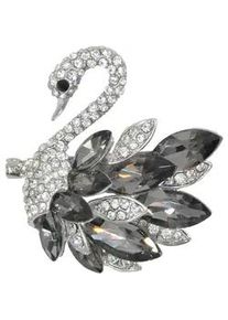 Brosche Firetti "Schmuck Geschenk Ansteckschmuck Schwan", silber (silberfarben, grau, wei&szlig;, kristallwei&szlig;), Broschen, Damen, Metall, Brosche, mit Glasstein