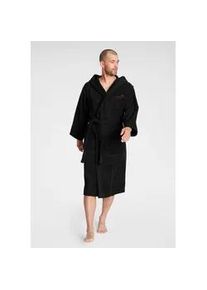 Unisex-Bademantel Kangaroos "Cassidy, f&uuml;r Damen & Herren, Standardl&auml;nge & &Uuml;berl&auml;nge" Gr. XL, schwarz, L:125cm, Walkfrottee, Hausm&auml;ntel, mit Taschen, M&auml;nner und Frauen, Baumwolle, Reise, Hotel, Sauna, S-3XL