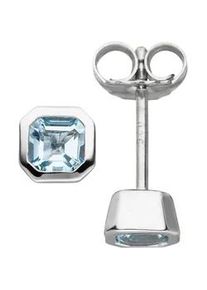Paar Ohrstecker Jobo, silber (silber 925), Ohrringe, Damen, Silber 925 (Sterlingsilber), 925 Silber mit Blautopas