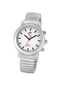 Funkuhr ETT "Basic", grau (edelstahlfarben), Armbanduhren, Damen, Funkuhr, Armbanduhr, Damenuhr, Solar, Flexband, Zugband