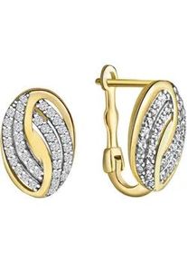 Diamonds by Ellen K. Paar Creolen "585/- Gelbgold bicolor Zirkonia", bunt (mehrfarbig, wei&szlig;), FASCINATION BY ELLEN K., Ohrringe, Damen, one-size, Gold