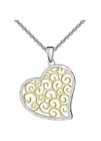 Kette mit Anh&auml;nger Firetti "Schmuck Geschenk Silber 925 Halsschmuck Ankerkette Anh&auml;nger Herz", gold (silberfarben, gelbgoldfarben), Halsketten, Damen, Silber 925 (Sterlingsilber), L: 45 B: 1,1mm, Made in Germany, B:1,1mm