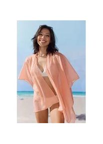 Pareo Lascana "Modetuch", Damen, orange (peach), Stoff, Baumwolle, unifarben, Modet&uuml;cher, Strandtuch, &Uuml;berwurf aus leichtem Material