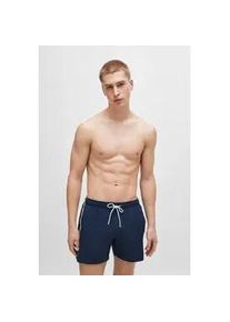 Badeshorts BOSS "Iconic", Herren, Gr. L, N-Gr, blau (navy 413), Microfaser, Polyester, unifarben mit Farbeinsatz, Badehosen Badeshorts, mit Ges&auml;&szlig;tasche