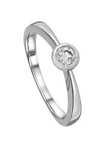 Diamantring ONE ELEMENT "0.1 ct Diamant Brillant Zarge Ring aus 585 Wei&szlig;gold" Gr. 58, silber, Fingerringe, Damen, 58, 0,1, Diamanten Gold Wei&szlig;gold 585, Diamanten, Gold, Wei&szlig;gold 585, Diamantring, Fein gearbeitet &ndash; angenehm zu tragen und vielseitig kombinierbar