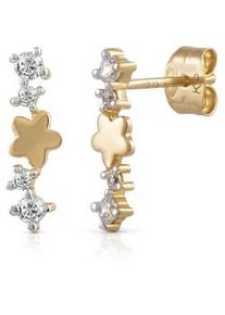 Diamonds by Ellen K. Paar Ohrstecker "375 Gelbgold bicolor Bl&uuml;te 8 Zirkonia", bunt (mehrfarbig, wei&szlig;), FASCINATION BY ELLEN K., Ohrringe, Damen, one-size, Gold