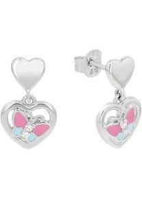 Paar Ohrh&auml;nger Prinzessin Lillifee "Herzen/Schmetterling-Optik", silber (silberfarben, rosa, t&uuml;rkis, kristallwei&szlig;, kristallwei&szlig;), Ohrringe, Jungen, Silber 925 (Sterlingsilber), mit Zirkonia (synth.)