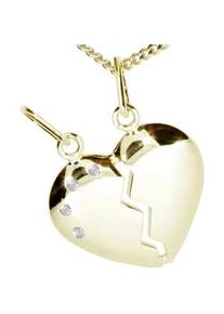Kette mit Anh&auml;nger OSTSEE-SCHMUCK "OSTSEE-SCHMUCK Kette mit Anh&auml;nger geteiltes Herz" Gr. 45, gold, Halsketten, Damen, 45cm, Silber 925 (Sterlingsilber), L: 42