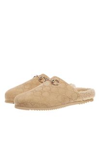 Gucci Slipper & Pantoletten - GG Suede Mules - Gr. 39 (EU) - in Beige - f&uuml;r Damen