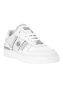 Philipp Plein Low-Top Sneaker - Lo-Top Turnschuhe Mit Nieten Verziert - Gr. 46 (EU) - in Wei&szlig; - f&uuml;r Damen