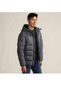 LANDS' END Daunen-Kapuzenjacke in Woll-Optik, Herren,  Grau, Viskose-Mischung/Polyester-Mischung, by Lands' End