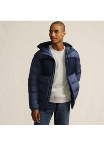 LANDS' END Daunen-Kapuzenjacke Colorblock, Herren,  Blau, Polyester, by Lands' End