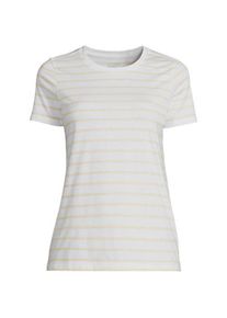 LANDS' END Supima Kurzarm-Shirt mit rundem Ausschnitt, Damen,  Beige, Baumwolle, by Lands' End