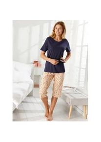 Pyjamaoberteil "Schlafanzug-Shirt", Damen, Gr. 48/50, blau (nachtblau), 100% Baumwolle, unifarben, Shirts