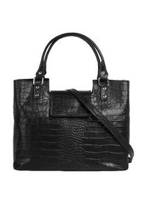 Henkeltasche CLUTY, Damen, Gr. B/H/T: 30cm x 20cm x 6cm onesize, schwarz, Leder, Reptilienpr&auml;gung, Taschen, echt Leder, Made in Italy