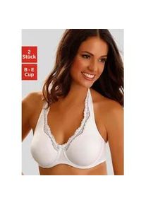 B&uuml;gel-BH Petite Fleur, Damen, Gr. 95, Cup C, schwarz-wei&szlig; (wei&szlig;, schwarz), Spitze, Obermaterial: 87% Baumwolle, 8% Polyamid, 5% Elasthan, BHs BH BH-Set Unterw&auml;sche B&uuml;gel-BH W&auml;sche Neckholder-BH Schalen-BH, mit Tragevariante Neckholder, Basic Dessous
