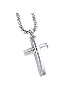 Kette mit Anh&auml;nger Firetti "Schmuck Geschenk Kreuz", silber (edelstahlfarben), Halsketten, Damen, Edelstahl, L: 55 B: 2,3mm, B:2,3mm