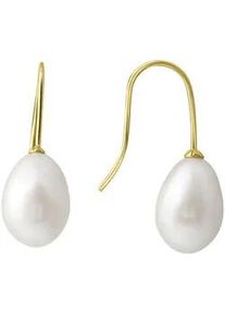 Paar Ohrhaken Firetti "Schmuck Geschenk, Ohrringe, Gold 375", gold (gelbgoldfarben, wei&szlig;), Ohrringe, Damen, Gelbgold 375 Perlen, Gelbgold 375, Perlen, mit S&uuml;&szlig;wasserzuchtperle