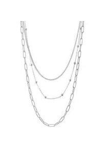 Edelstahlkette Firetti "Schmuck Geschenk Trio Layerkette", silber (edelstahlfarben), Halsketten, Damen, Edelstahl, L: 45, Edelstahlkette
