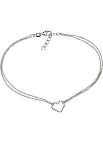 Fu&szlig;kette Firetti "Schmuck Geschenk Silber 925 K&ouml;rperschmuck Herz+LIEBE Ankerkette", silber (silber, 925), Fu&szlig;ketten, Damen, Silber 925 (Sterlingsilber)