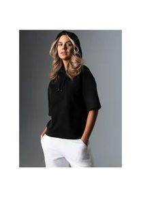 T-Shirt TRIGEMA "TRIGEMA Cropped Kapuzenshirt", Damen, Gr. M, schwarz, Piqu&eacute;, 100% Baumwolle, Basic, Shirts T-Shirt