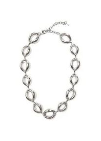 Collier Firetti "Halsschmuck Gliederkette", grau (metallfarben), Halsketten, Damen, Metall, L: 48 B: 18mm, Collier, B:18mm