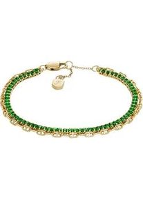 Armband Fossil "Schmuck Geschenk Metall Armkette Heritage", gold (gelbgoldfarben, gr&uuml;n, gr&uuml;n), Armb&auml;nder, Damen, 19cm, Metall, Armband, mit Glasstein