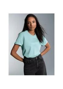 T-Shirt TRIGEMA "TRIGEMA T-Shirt DELUXE Baumwolle", Damen, Gr. XXL, blau (gletscher), Single Jersey, 100% Baumwolle, Basic, lang, Rundhals, Shirts T-Shirt