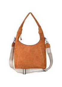 Hobo Harbour 2nd "Laurine", Damen, Gr. B/H/T: 34cm x 28cm x 10cm, beige (sand), Veloursleder, Taschen Hobo, Damen Handtasche, Umh&auml;ngetasche, Schultertasche mit Ziern&auml;hten