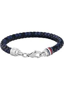 Lederarmband Tommy Hilfiger "TYSON", schwarz (blau, schwarz, edelstahlfarben, blau, rot, wei&szlig;), Armb&auml;nder, Herren, 19cm, Edelstahl Leder, Edelstahl, Leder, Lederarmband, mit Emaille
