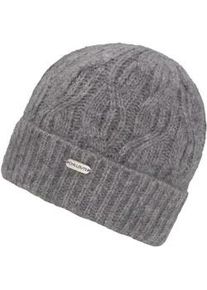 Beanie Chillouts "Akina Hat", Damen, grau, Materialmix, Zopfmuster, unifarben, M&uuml;tzen Beanie, mit Zopfmuster, formbest&auml;ndig, nat&uuml;rliche W&auml;rmeisolierung