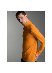 Rollkragenshirt TRIGEMA "TRIGEMA Rollkragenshirt", Herren, Gr. L, curry, Feinstrick, 95% Baumwolle, 5% Elastan, Basic, normal, ohne Ausschnitt, Shirts