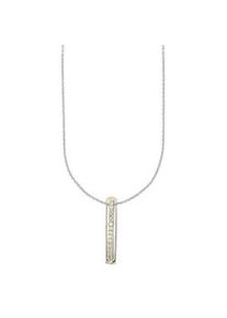 Kette mit Anh&auml;nger Bruno Banani "Schmuck Geschenk Kette mit Anh&auml;nger Stab", silberfarben, gelbgoldfarben, kristallwei&szlig;, Halsketten, Damen, Silber 925 (Sterlingsilber), L: 45 B: 1mm, mit Zirkonia (synth.), B:1mm