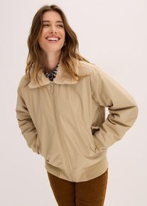 bonprix Wattierte Outdoorjacke, beige, Gr.40, Wattierte Outdoorjacke mit Kunstfellkragen und seitlichen Taschen