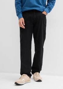 bonprix Relaxed Fit Thermohose mit Dehnbund Straight, schwarz, Gr.58, moderne Thermohose mit Komfortbund und flauschigem Flanellfutter, aus 100% Baumwolle