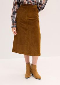 bonprix Cordrock, braun, Gr.38, Midi Cordrock aus Baumwollmix, 98% Baumwolle