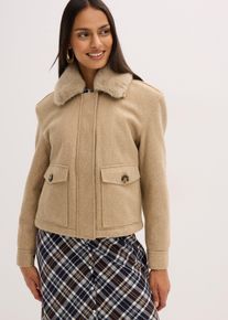 bonprix Winterjacke in Wolloptik, beige, Gr.44, Winterjacke in Wolloptik