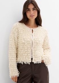 bonprix Grobstrickjacke, beige, Gr.32/34 (XS), Trendy Strickjacke mit &uuml;berschnittener Schulter