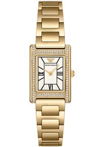 Emporio Armani Damen Quarzuhrgelbgoldfarebn, Armbanduhren, Armbanduhr, Damenuhr, Lederarmband, analog