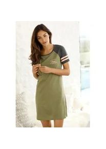 Nachthemd Arizona, Damen, Gr. 40/42, N-Gr, bunt (gr&uuml;n, apricot), Single Jersey, Obermaterial: 100% Baumwolle, bedruckt, Basic, figurumspielend kurz, Rundhals, Raglan&auml;rmel abgesteppte Kante kontrastfarben, Kleider Nachthemd, mit Raglan&auml;rmeln in Kontrastfarbe