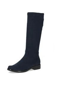 Schlupfstiefel Caprice, Damen, Gr. 38,5, XS-Schaft, blau (dunkelblau), Textil, unifarben, Schuhe Schlupfstiefel, Blockabsatz, Langschaftstiefel in klassischer Linie, XS Schaft