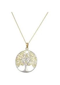 Kette mit Anh&auml;nger Firetti "Schmuck Geschenk Silber 925 Halsschmuck Halskette Ankerkette Baum", gold (silberfarben, gelbgoldfarben), Halsketten, Damen, Silber 925 (Sterlingsilber), L: 45