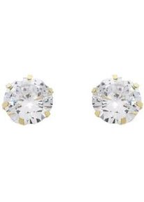 Paar Ohrstecker Amor "2013832", gold (goldfarben, wei&szlig;, kristallwei&szlig;), Ohrringe, Damen, Gelbgold 375, mit Zirkonia (synth.)